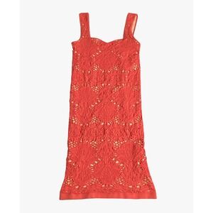 Intimately Free People Medallion Crochet Bodycon Mini Dress M/L Coral Lace Boho